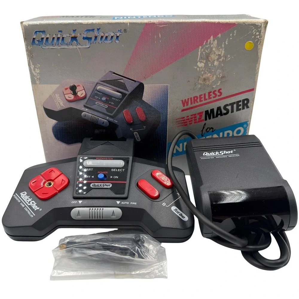 QuickShot NES Controller Wizmaster Wireless Nintendo Infrared Receiver CIB